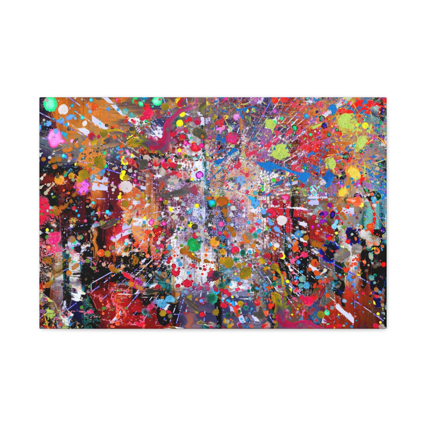 Urban Chaos: Neon Splatter Symphony Abstract Canvas Print Art