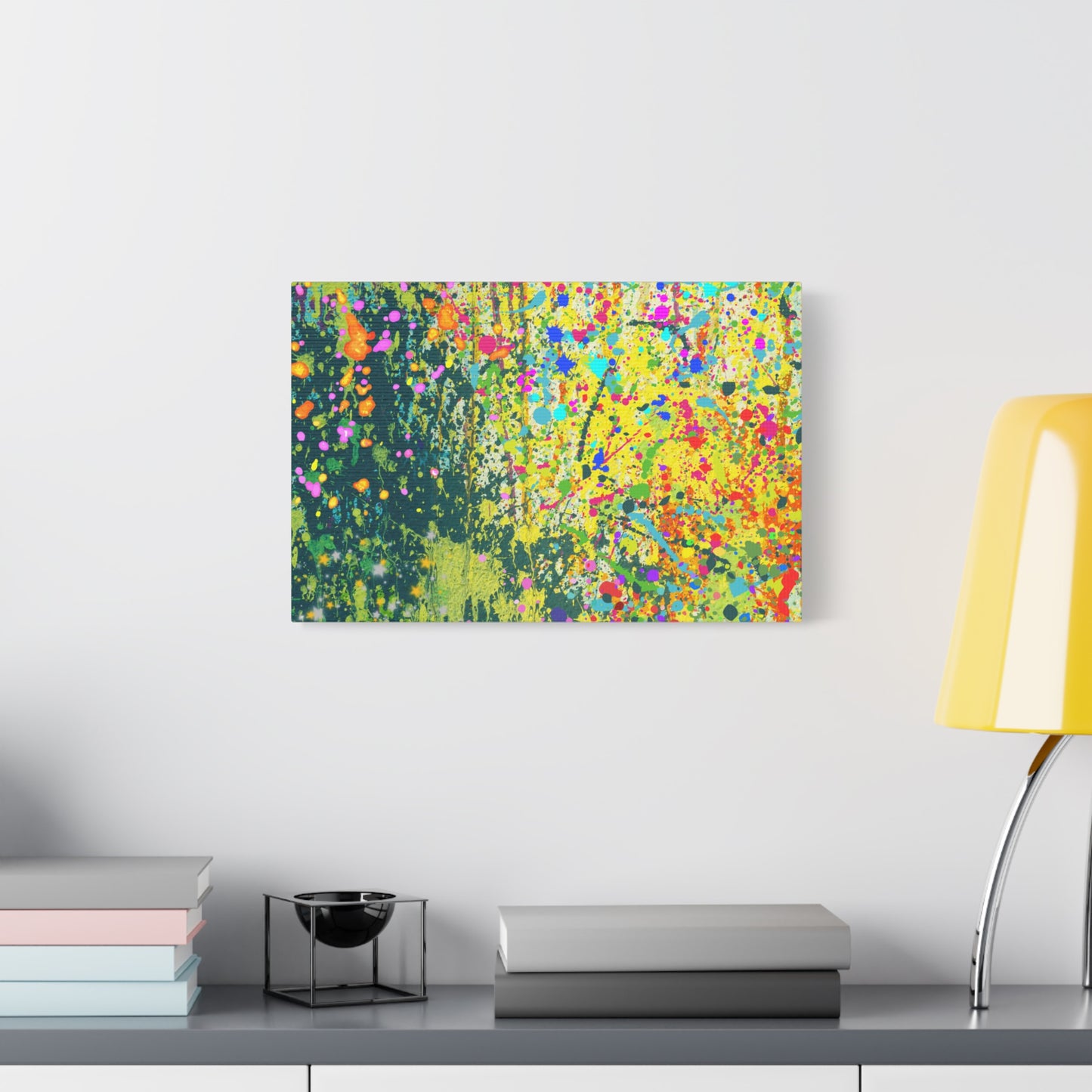 Vibrant Colorful Paint Splatter Abstract Art Canvas Print