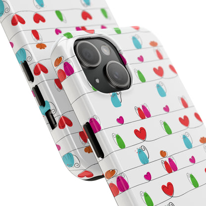 Cat and Hearts Tough Phone Cases