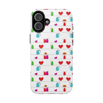 Cat and Hearts Tough Phone Cases