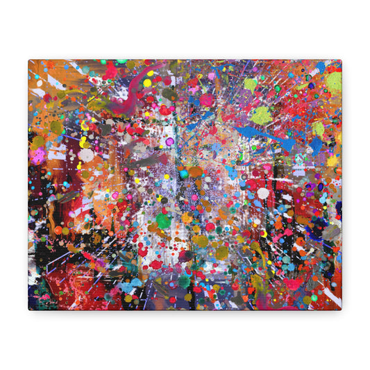 Urban Chaos: Neon Splatter Symphony Abstract Canvas Print Art