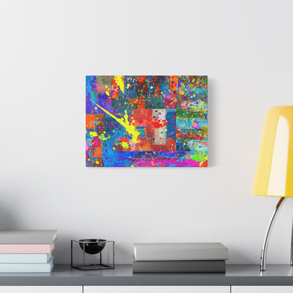 Neon Chaos Canvas Print – Abstract Patchwork Splatter Art with Bold Brushstrokes & Vivid Color Bursts