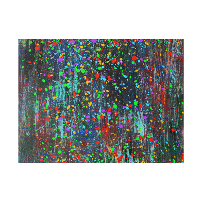 Color Drip Explosion Canvas Print  – Abstract Splatter Wall Art with Neon Paint on Dark Texture