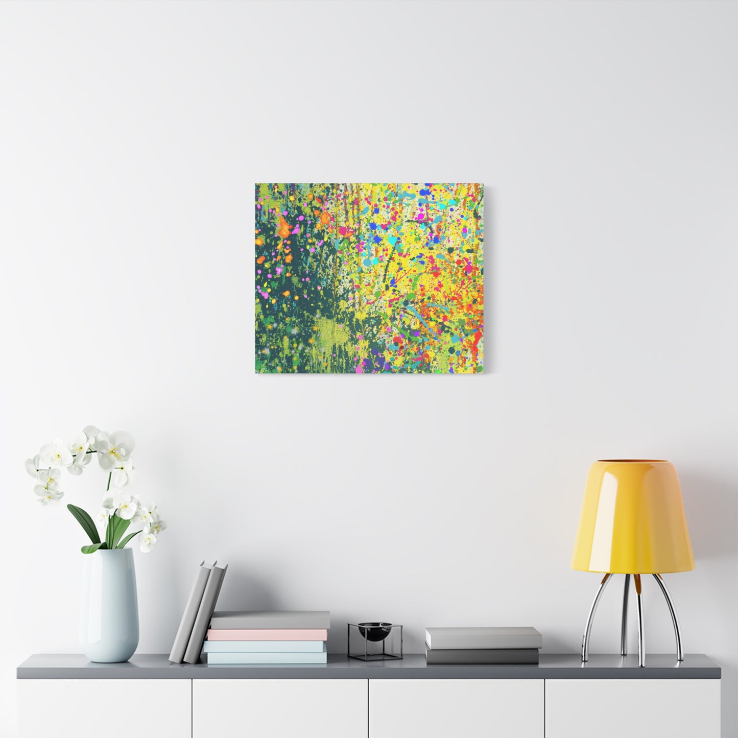 Vibrant Colorful Paint Splatter Abstract Art Canvas Print