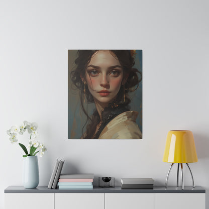 Classical Beauty Portrait Canvas Print – Elegant Oil-Style Girl Wall Art for Sophisticated Interiors