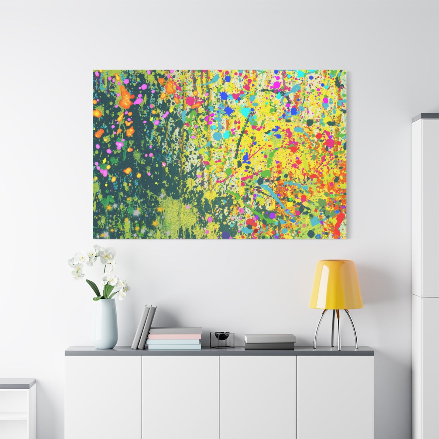 Vibrant Colorful Paint Splatter Abstract Art Canvas Print
