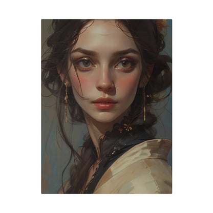 Classical Beauty Portrait Canvas Print – Elegant Oil-Style Girl Wall Art for Sophisticated Interiors