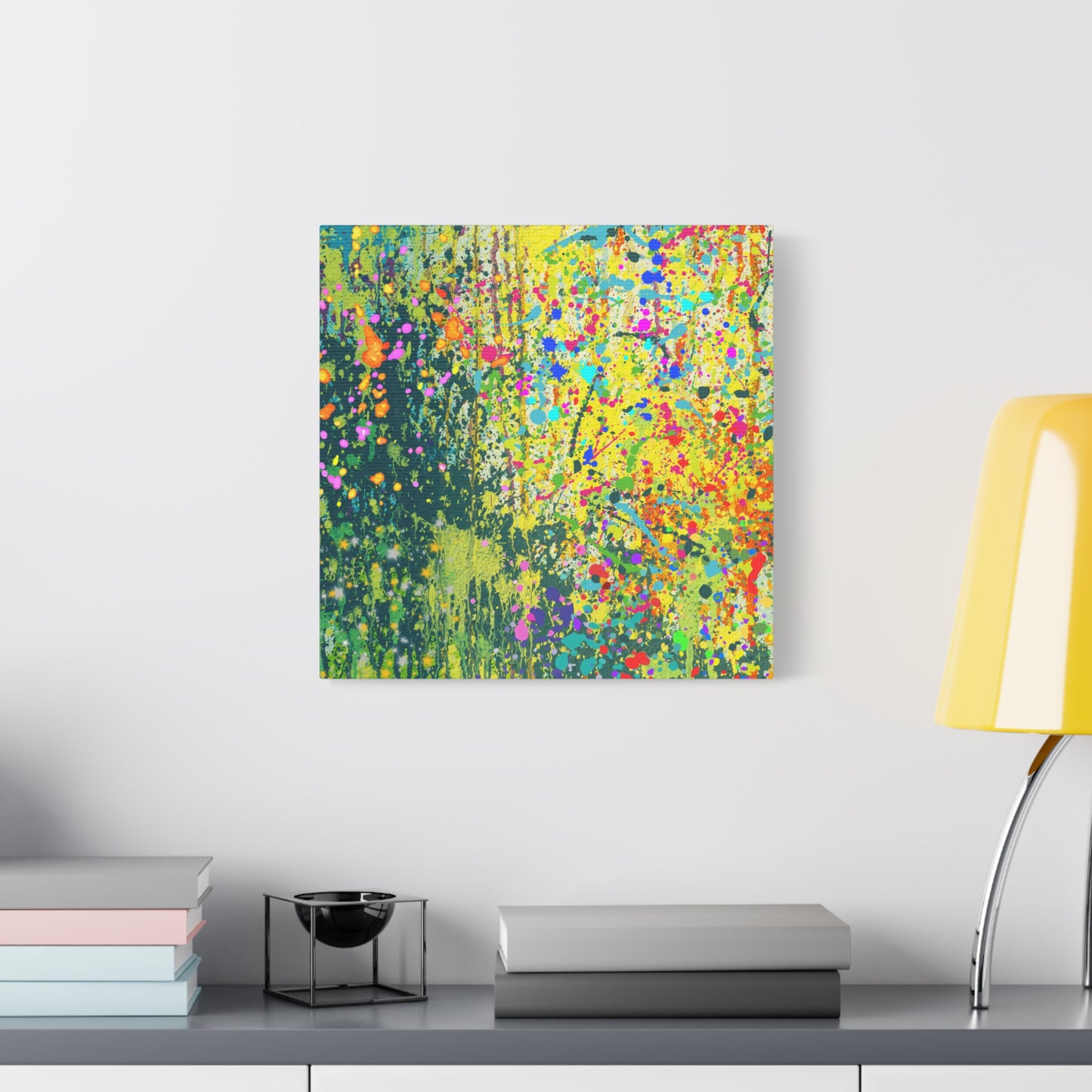 Vibrant Colorful Paint Splatter Abstract Art Canvas Print