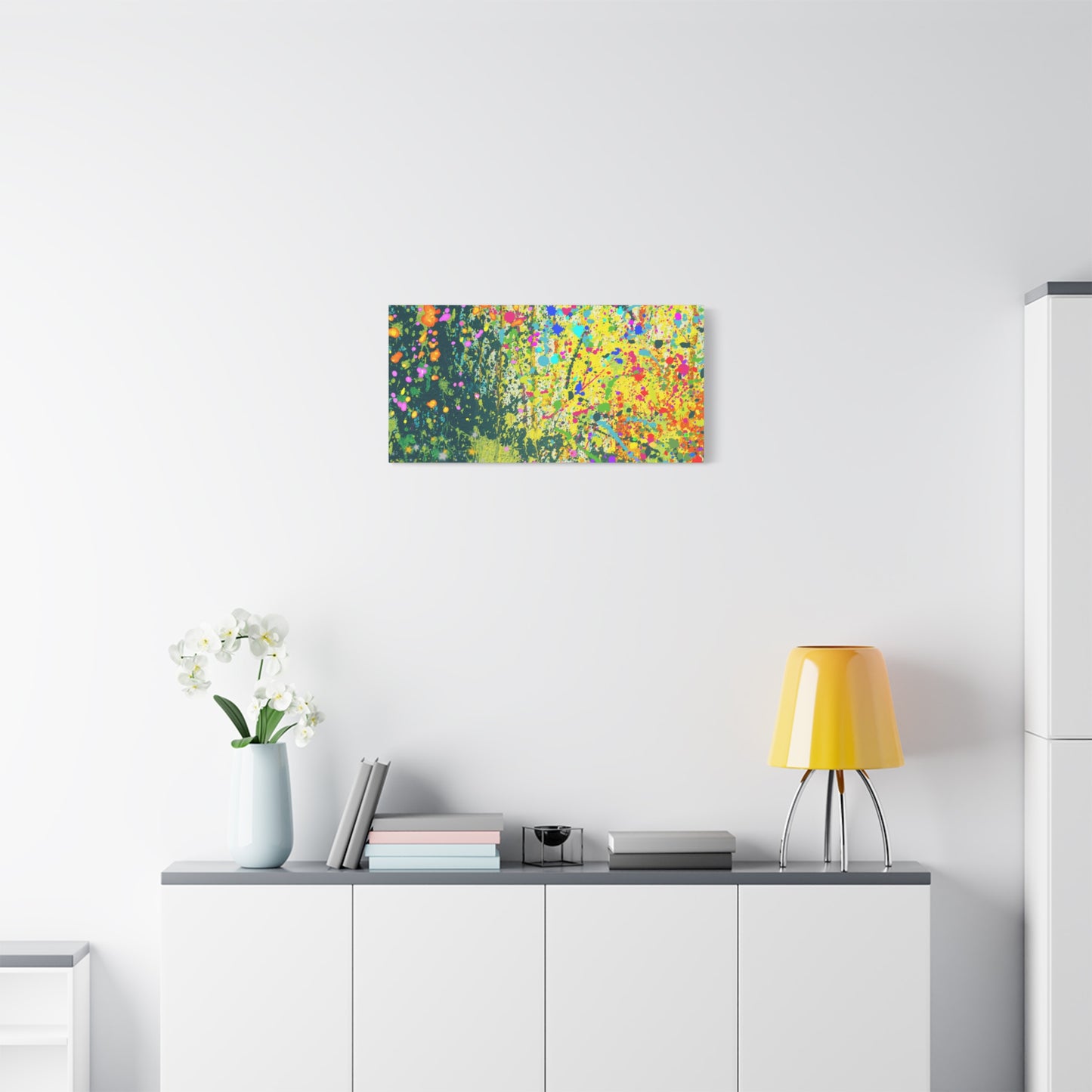Vibrant Colorful Paint Splatter Abstract Art Canvas Print