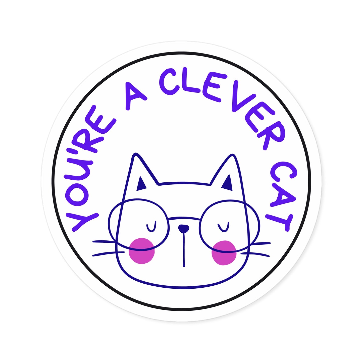 Clever Cat Round Stickers, Indoor\Outdoor