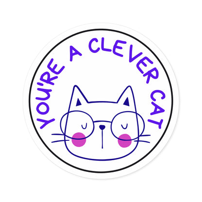 Clever Cat Round Stickers, Indoor\Outdoor