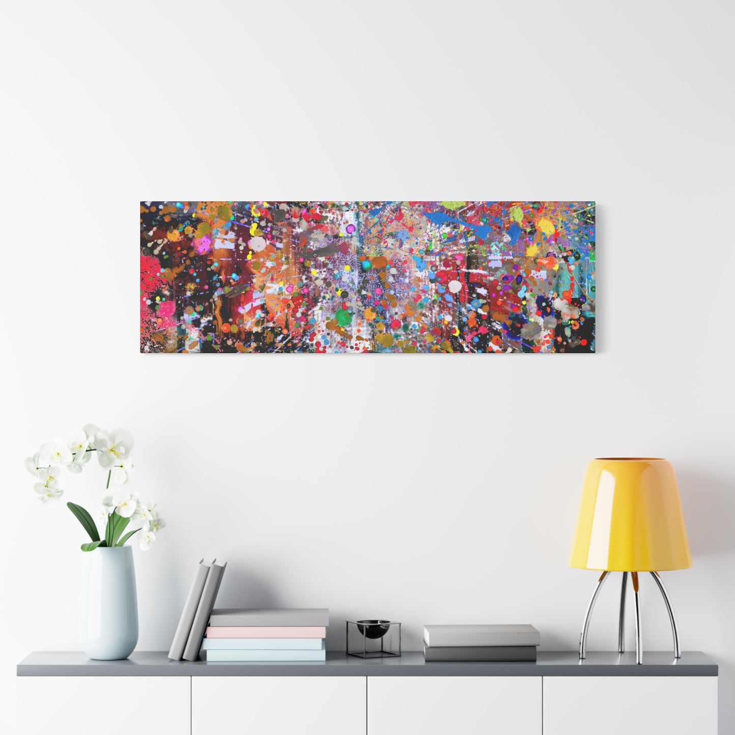 Urban Chaos: Neon Splatter Symphony Abstract Canvas Print Art