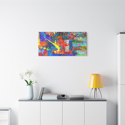 Neon Chaos Canvas Print – Abstract Patchwork Splatter Art with Bold Brushstrokes & Vivid Color Bursts