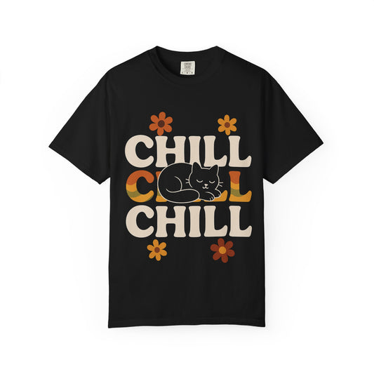 Chill Vibe Unisex T-Shirt, Cat Lover Gift, Relaxed Fit Tee, Summer Outfit, Statement Shirt, Gift for Friends
