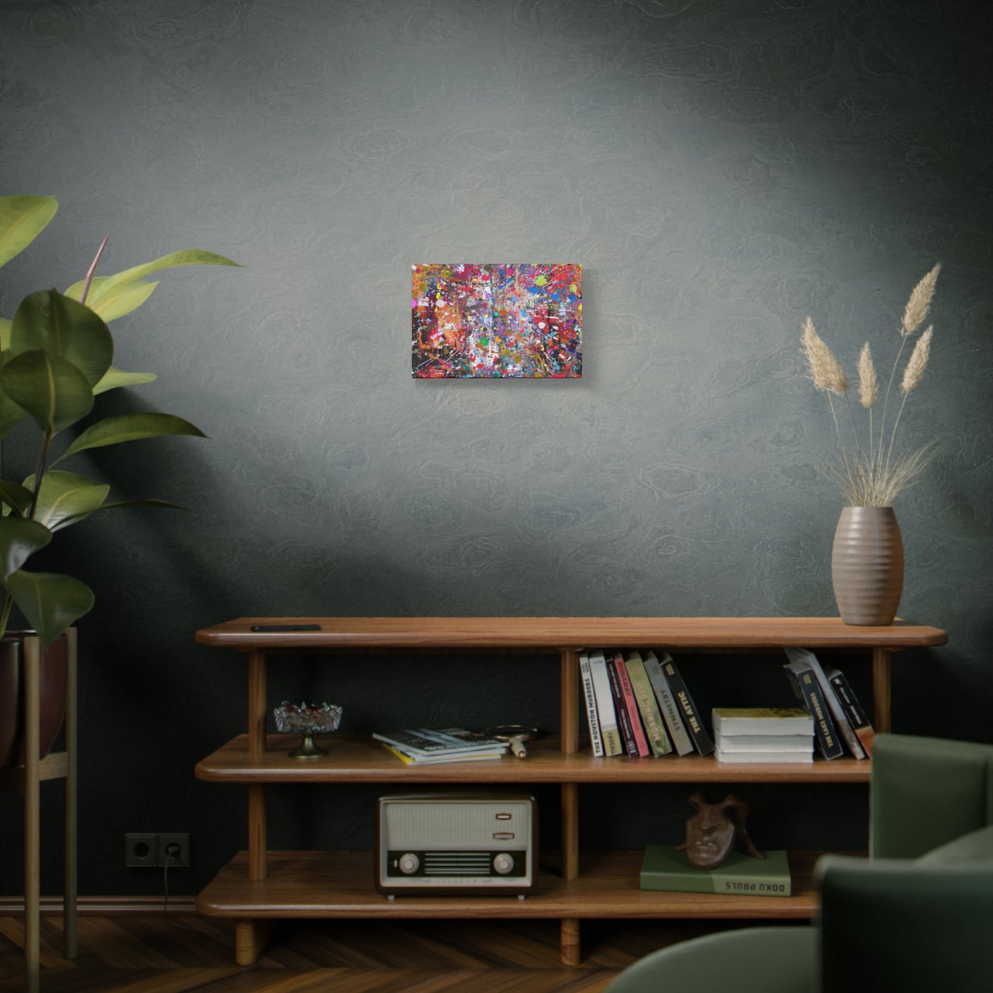 Urban Chaos: Neon Splatter Symphony Abstract Canvas Print Art