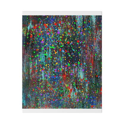 Color Drip Explosion Canvas Print  – Abstract Splatter Wall Art with Neon Paint on Dark Texture
