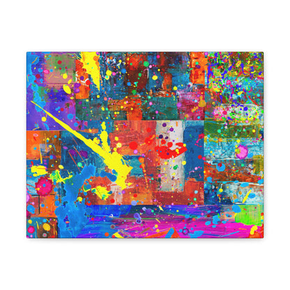 Neon Chaos Canvas Print – Abstract Patchwork Splatter Art with Bold Brushstrokes & Vivid Color Bursts