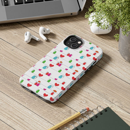 Cat and Hearts Tough Phone Cases