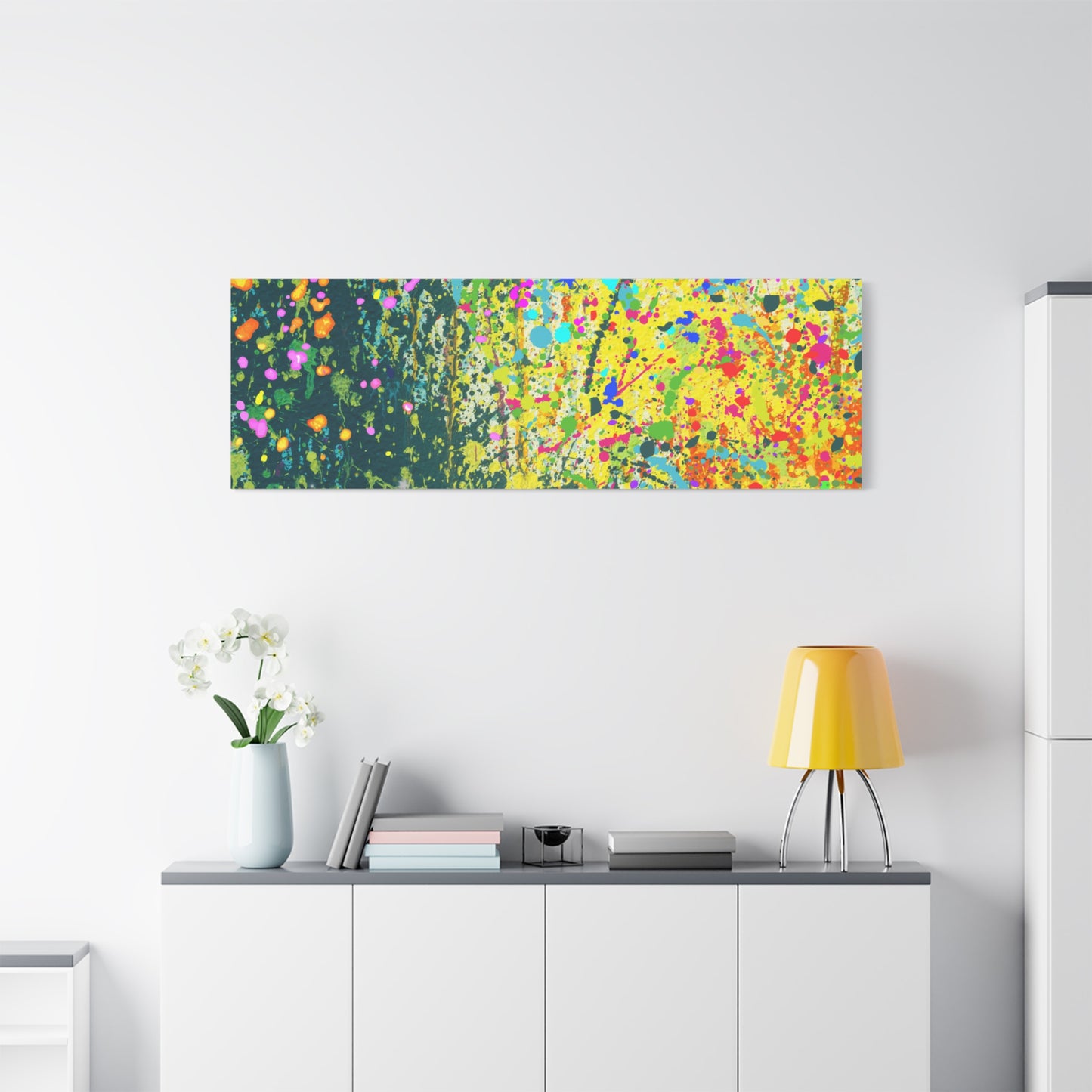 Vibrant Colorful Paint Splatter Abstract Art Canvas Print