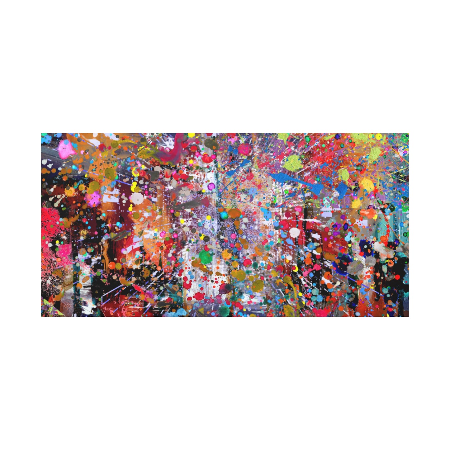 Urban Chaos: Neon Splatter Symphony Abstract Canvas Print Art