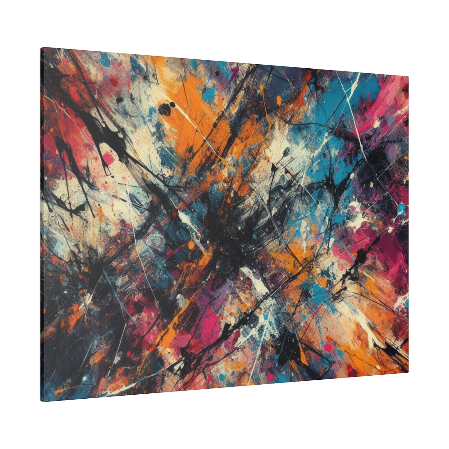 Electric Chaos Abstract Canvas Print – Bold Modern Paint Splash Wall Art for Contemporary Interiors
