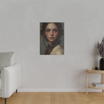 Classical Beauty Portrait Canvas Print – Elegant Oil-Style Girl Wall Art for Sophisticated Interiors