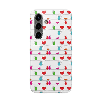 Cat and Hearts Tough Phone Cases