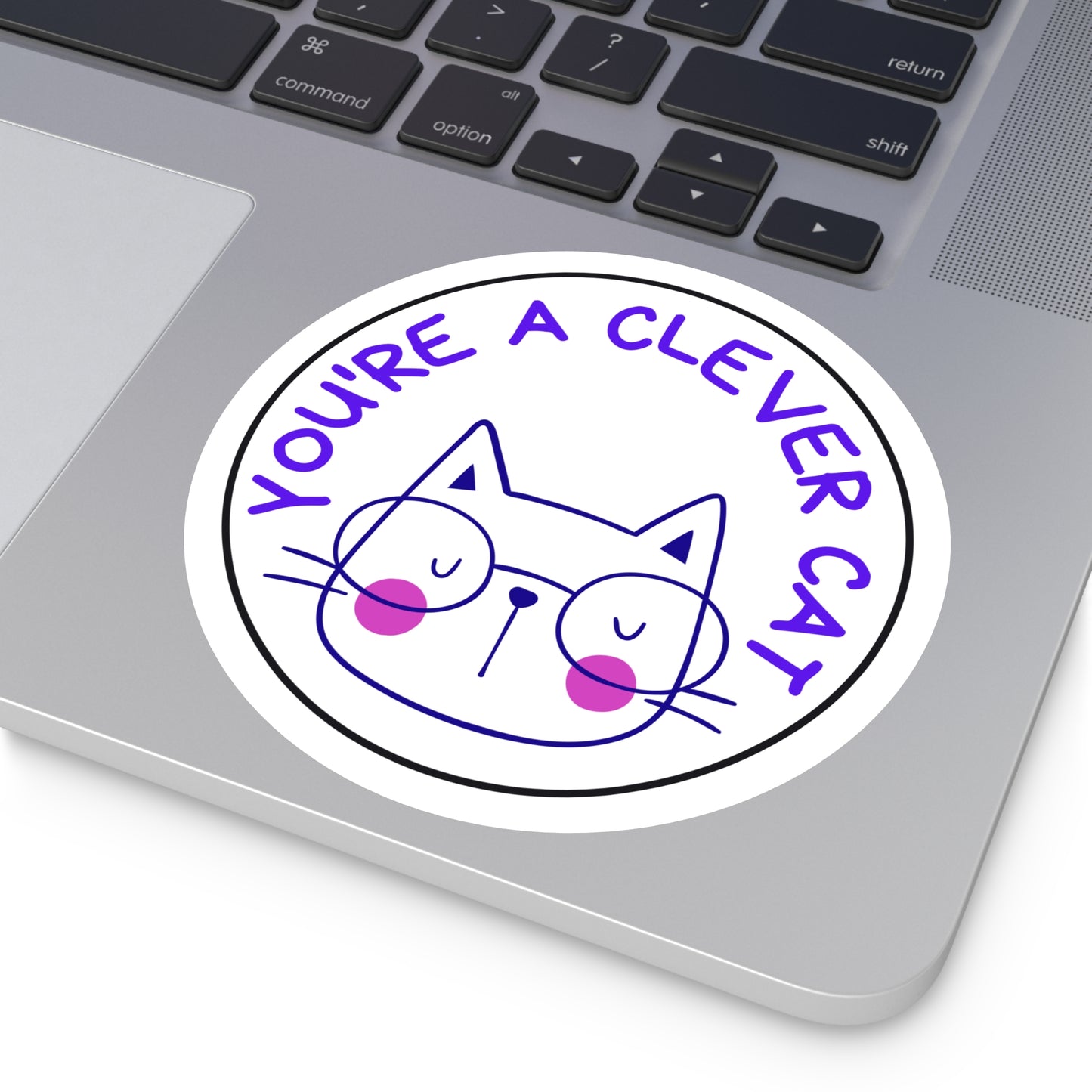 Clever Cat Round Stickers, Indoor\Outdoor