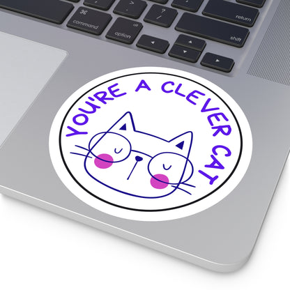 Clever Cat Round Stickers, Indoor\Outdoor