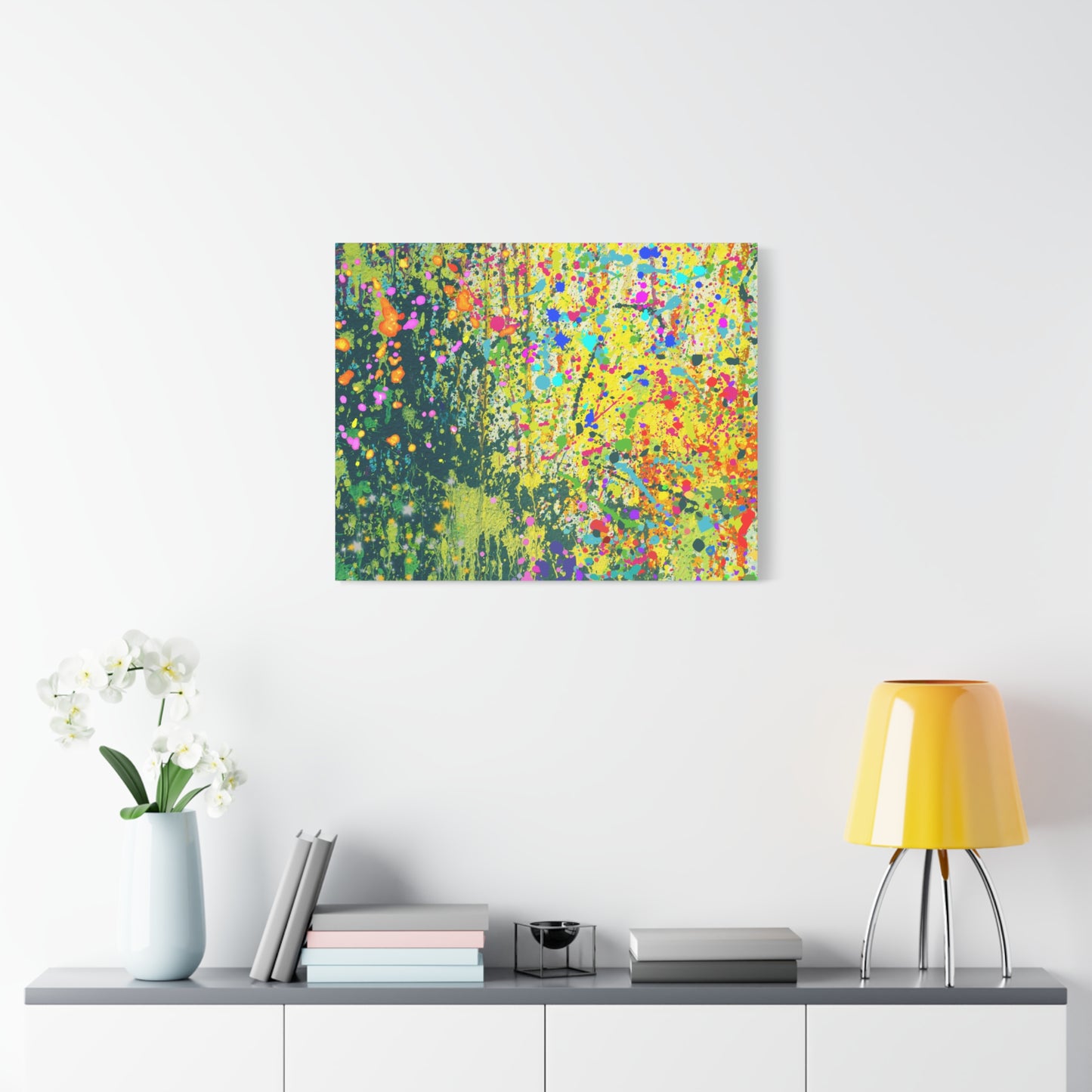 Vibrant Colorful Paint Splatter Abstract Art Canvas Print