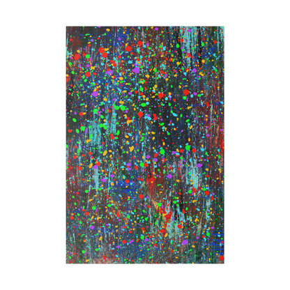 Color Drip Explosion Canvas Print  – Abstract Splatter Wall Art with Neon Paint on Dark Texture