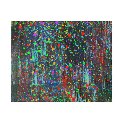 Color Drip Explosion Canvas Print  – Abstract Splatter Wall Art with Neon Paint on Dark Texture