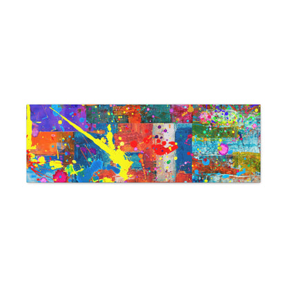 Neon Chaos Canvas Print – Abstract Patchwork Splatter Art with Bold Brushstrokes & Vivid Color Bursts