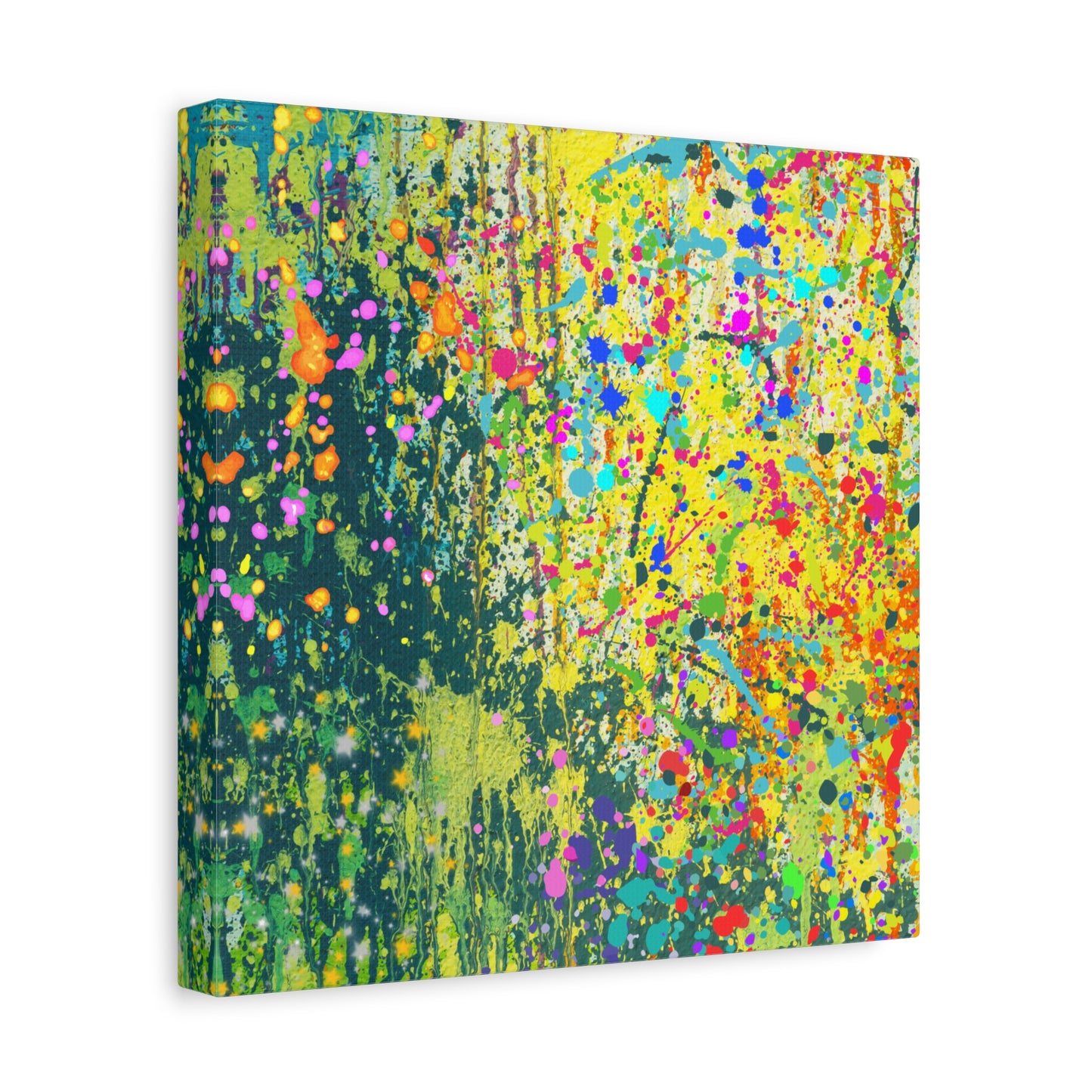 Vibrant Colorful Paint Splatter Abstract Art Canvas Print