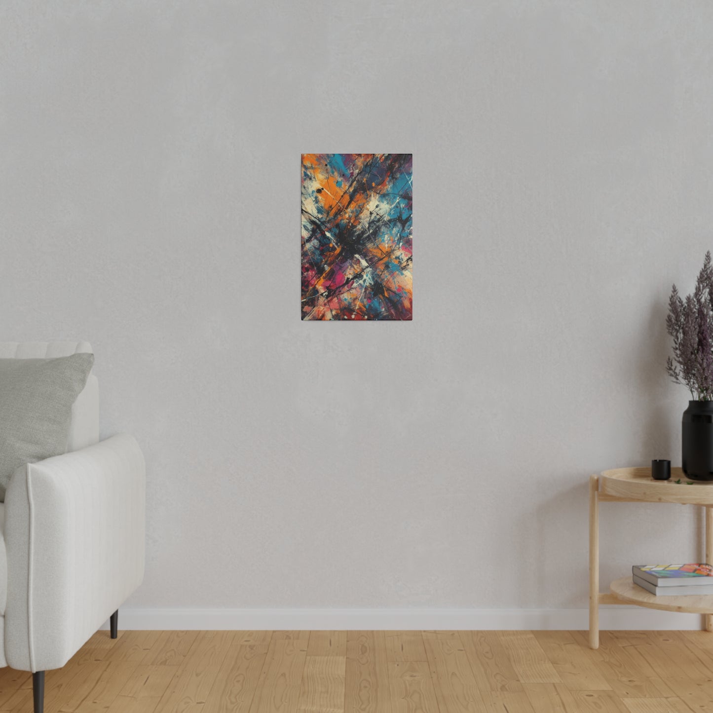 Electric Chaos Abstract Canvas Print – Bold Modern Paint Splash Wall Art for Contemporary Interiors