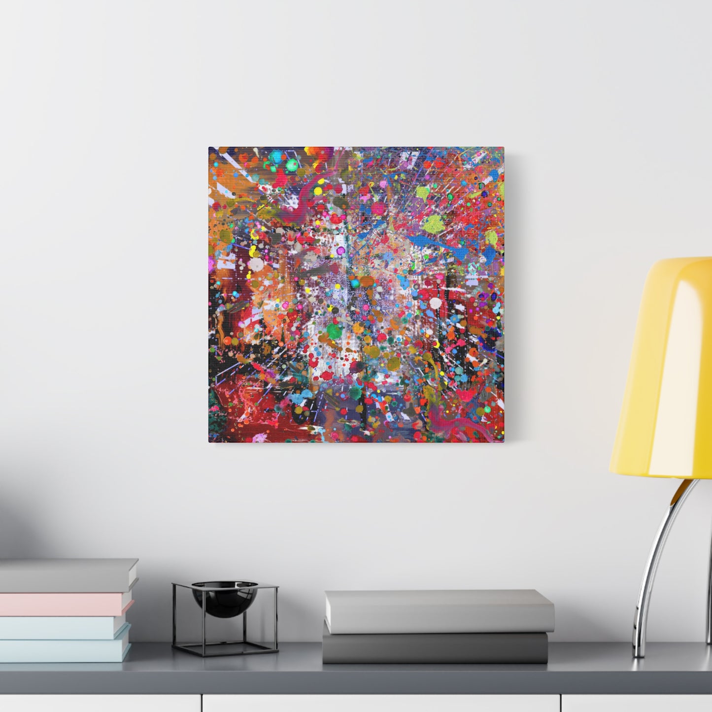Urban Chaos: Neon Splatter Symphony Abstract Canvas Print Art