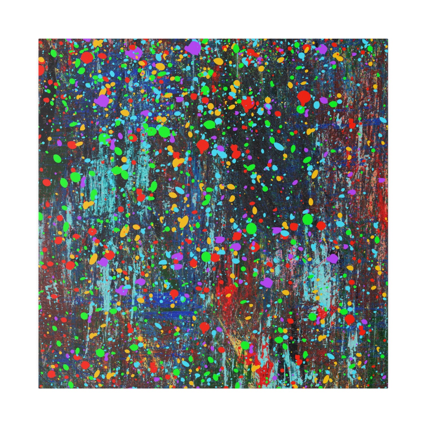 Color Drip Explosion Canvas Print  – Abstract Splatter Wall Art with Neon Paint on Dark Texture