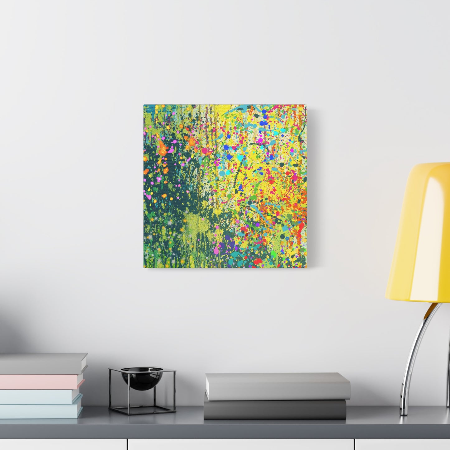 Vibrant Colorful Paint Splatter Abstract Art Canvas Print
