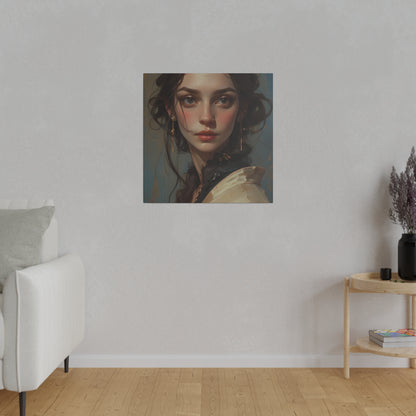 Classical Beauty Portrait Canvas Print – Elegant Oil-Style Girl Wall Art for Sophisticated Interiors