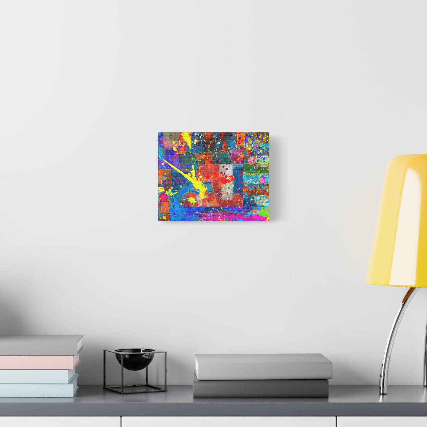 Neon Chaos Canvas Print – Abstract Patchwork Splatter Art with Bold Brushstrokes & Vivid Color Bursts