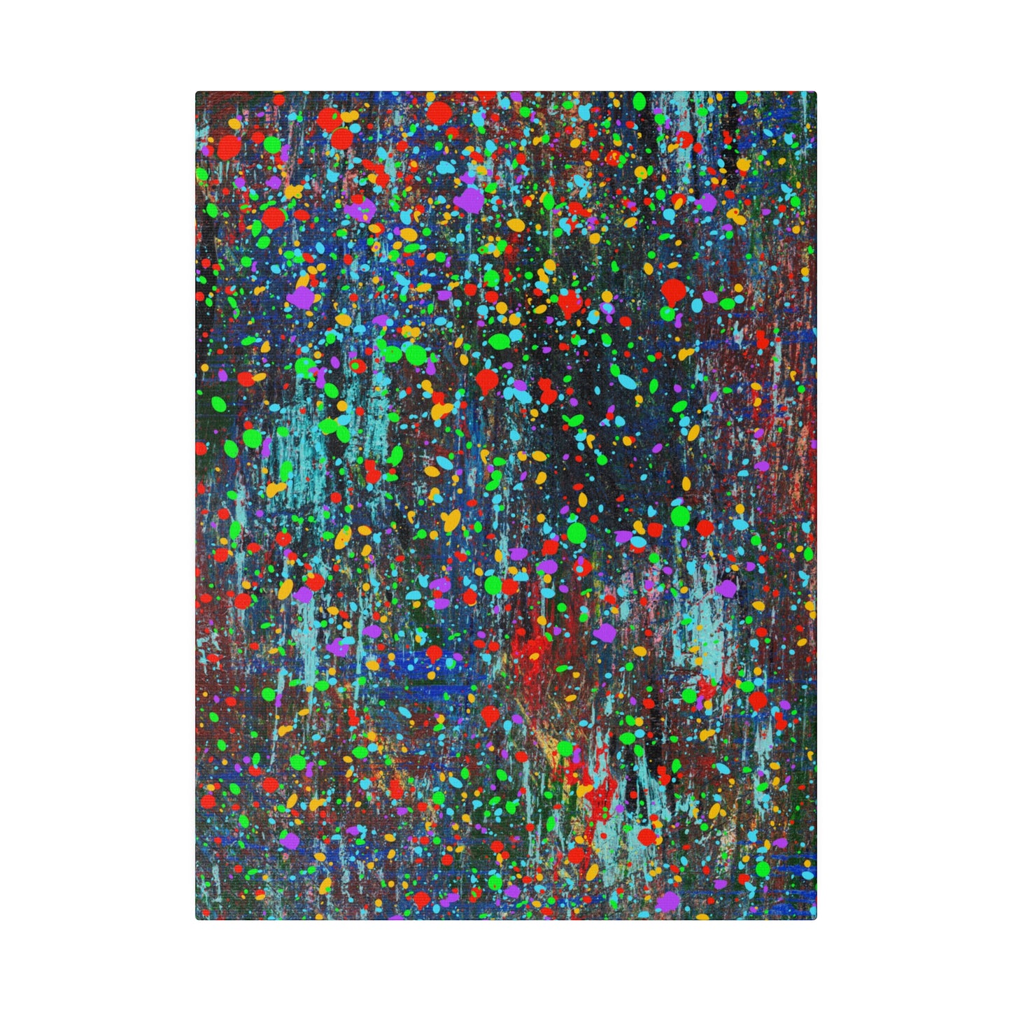 Color Drip Explosion Canvas Print  – Abstract Splatter Wall Art with Neon Paint on Dark Texture