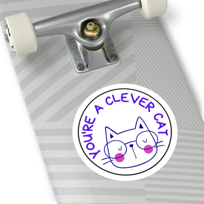Clever Cat Round Stickers, Indoor\Outdoor