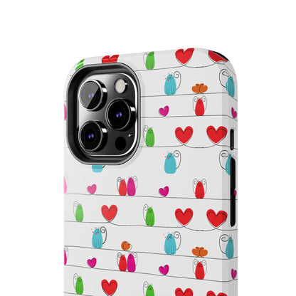 Cat and Hearts Tough Phone Cases