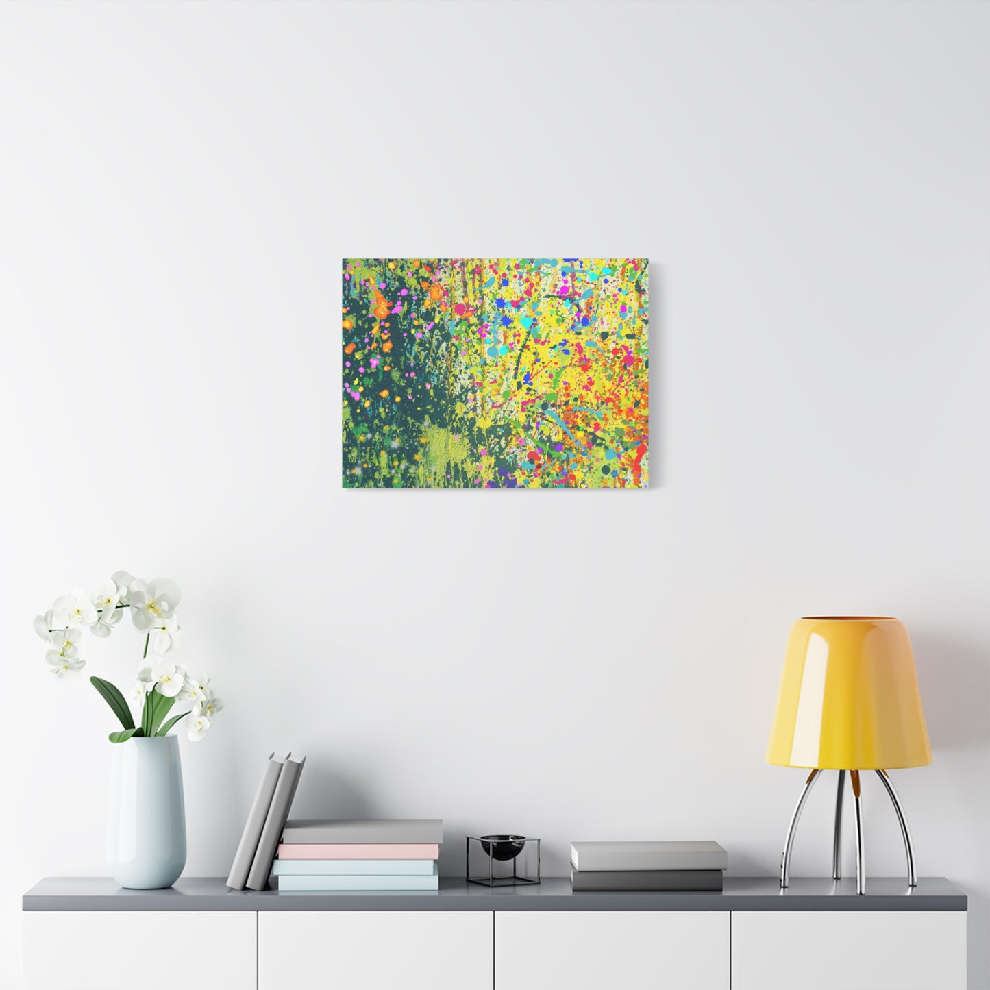 Vibrant Colorful Paint Splatter Abstract Art Canvas Print