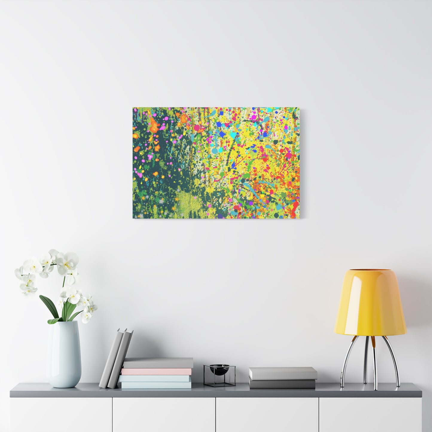 Vibrant Colorful Paint Splatter Abstract Art Canvas Print