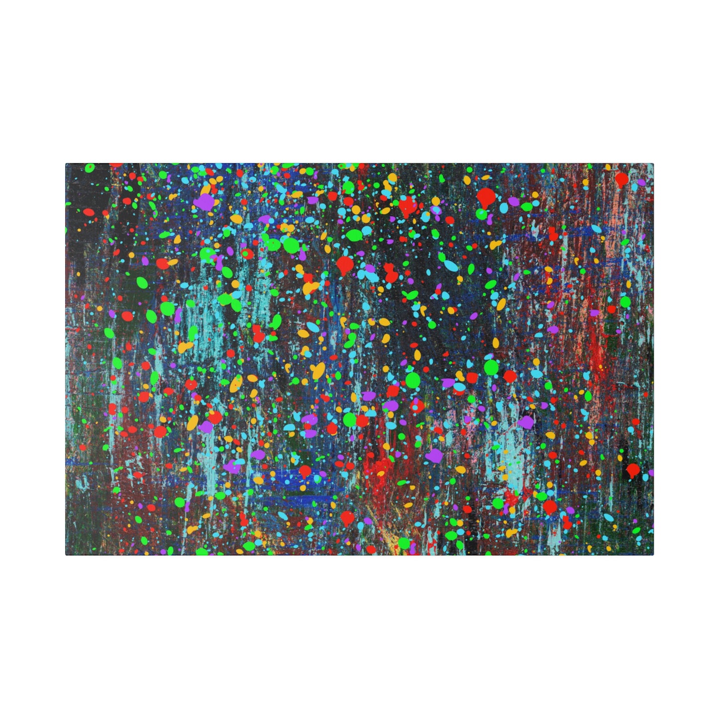 Color Drip Explosion Canvas Print  – Abstract Splatter Wall Art with Neon Paint on Dark Texture