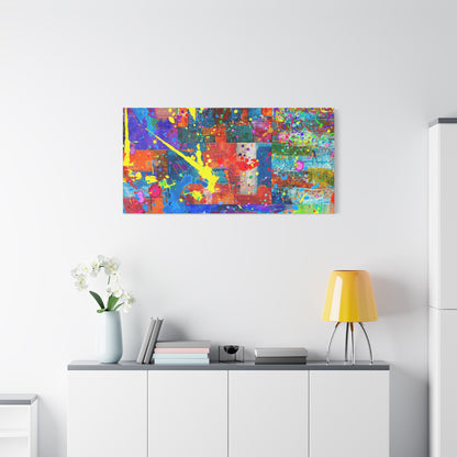 Neon Chaos Canvas Print – Abstract Patchwork Splatter Art with Bold Brushstrokes & Vivid Color Bursts