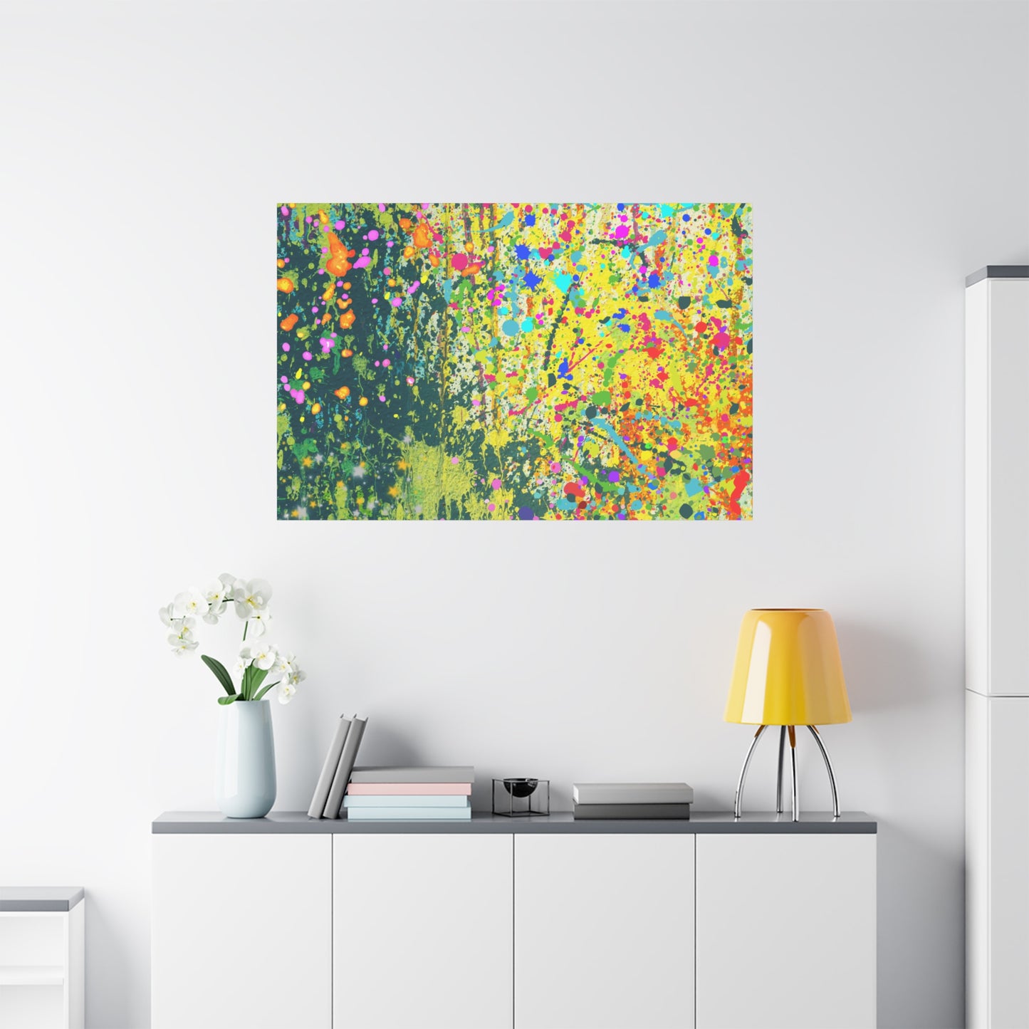 Vibrant Colorful Paint Splatter Abstract Art Canvas Print