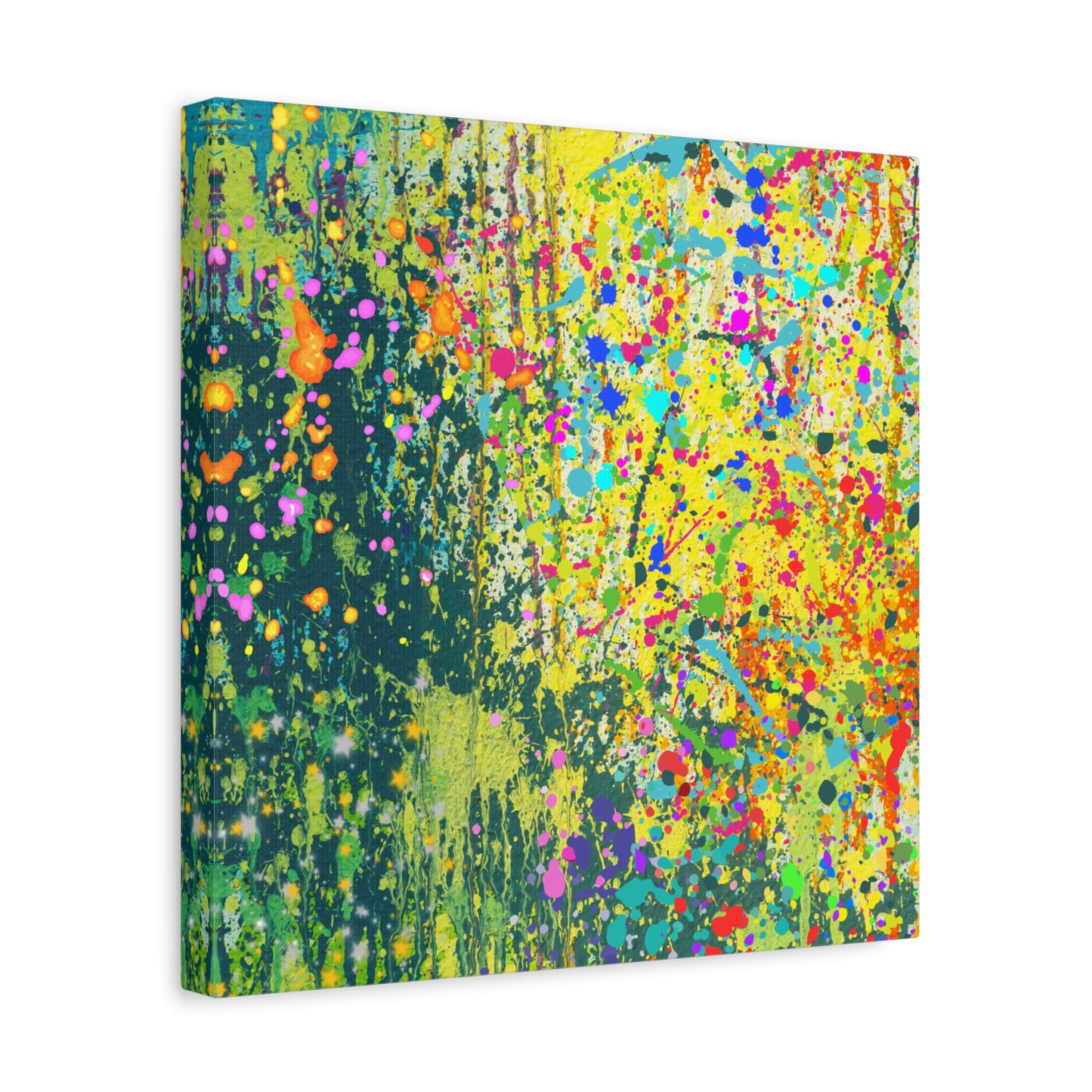 Vibrant Colorful Paint Splatter Abstract Art Canvas Print