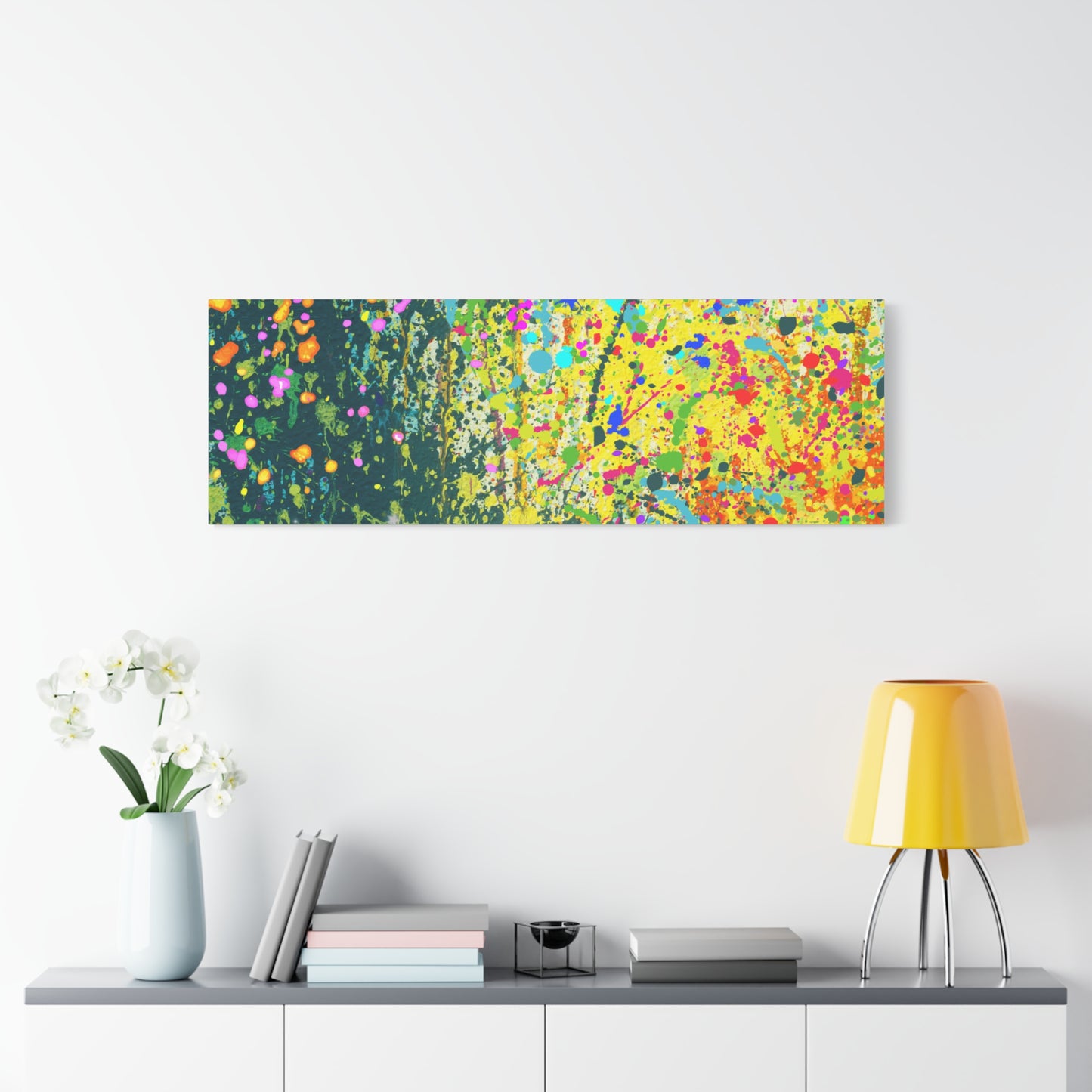 Vibrant Colorful Paint Splatter Abstract Art Canvas Print
